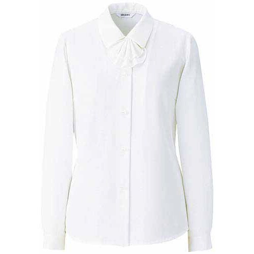 長袖ブラウスリボン付 35718 ホワイト 19号