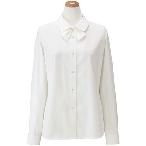 長袖ブラウス 36178 リボン付ホワイト 17号