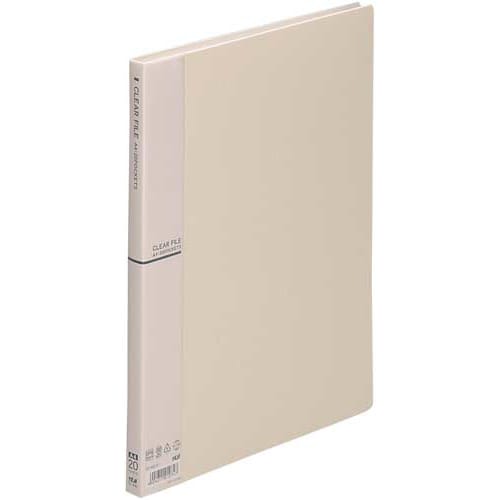 クリアファイルA4縦20ポケット アイボリー10冊