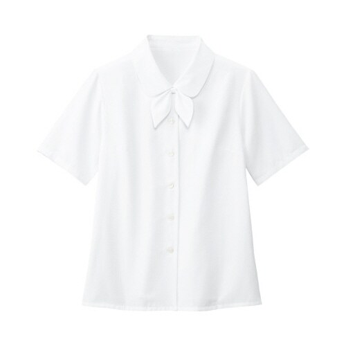 半袖ジャガードブラウス ホワイト 9号