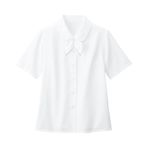 半袖ジャガードブラウス ホワイト 13号