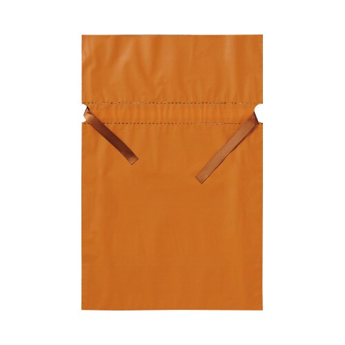 梨地ポリ巾着袋(底マチ付) オレンジ L 20枚