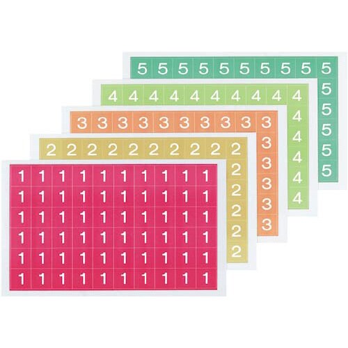 ナンバーシールミックスソフト1から5 5種300片