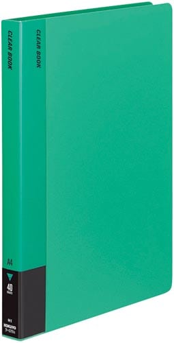 クリヤーブック固定式 A4縦 40P 緑 4冊
