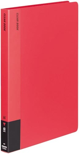 クリヤーブック固定式 A4縦 40P 赤 4冊