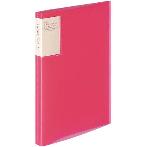 クリヤーブックキャリーオール固定背ポA4縦40P桃