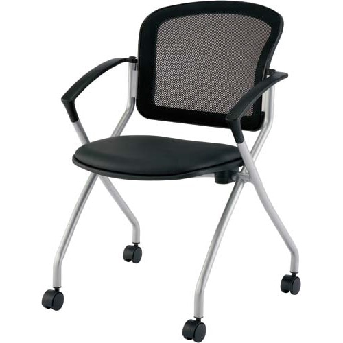 メッシュネスティングチェア2肘付き ブラック