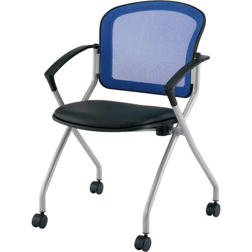 メッシュネスティングチェア2肘付ブルー4脚以上