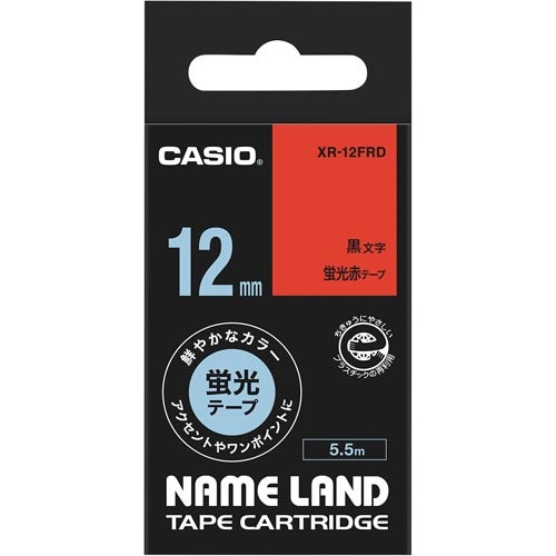 ネームランド 蛍光赤色テープ 12mm 黒文字