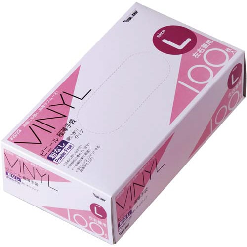 ビニール使いきり手袋 粉なし 100枚 L×5