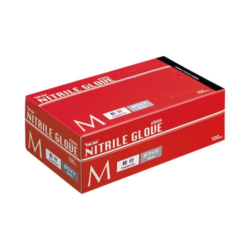 ニトリル手袋#2044粉付 白 M 100枚×30