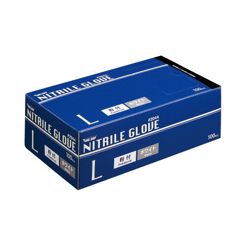 ニトリル手袋#2044粉付 白 L 100枚×30