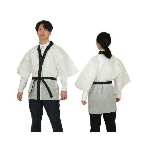 カラー不織布ハッピ 大人用 L 白