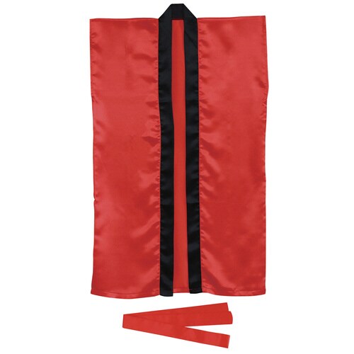 サテンロングハッピ 赤 S(ハチマキ付)