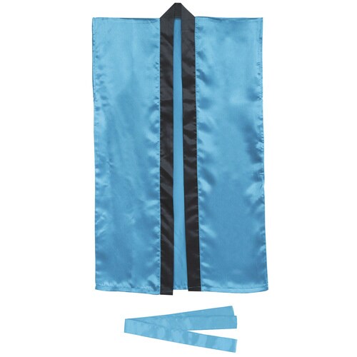 サテンロングハッピ 青 S(ハチマキ付)