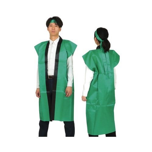 サテンロングハッピ 緑 L(ハチマキ付)