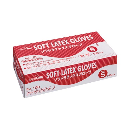 ソフトラテックスグローブ 粉付 S 100枚入