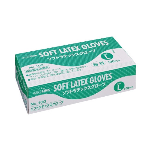 ソフトラテックスグローブ 粉付 L 100枚入