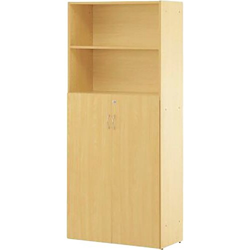 可動棚ハイシェルフ 共通扉付き ナチュラル