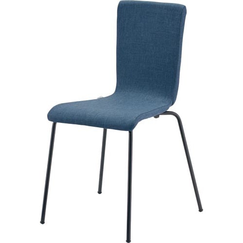 ファブリックチェア ブラック脚 モスブルー 4脚