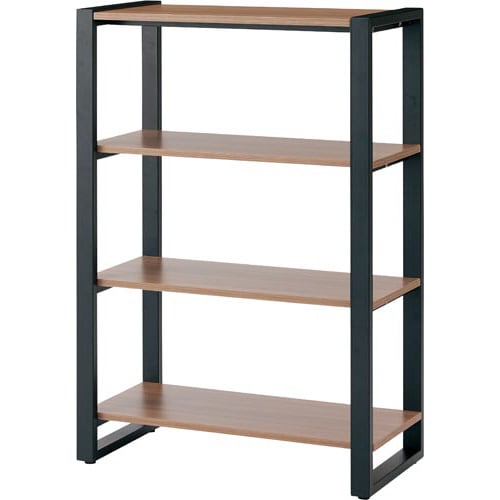 リスムシェルフ 3段 ウォルナット×ブラック