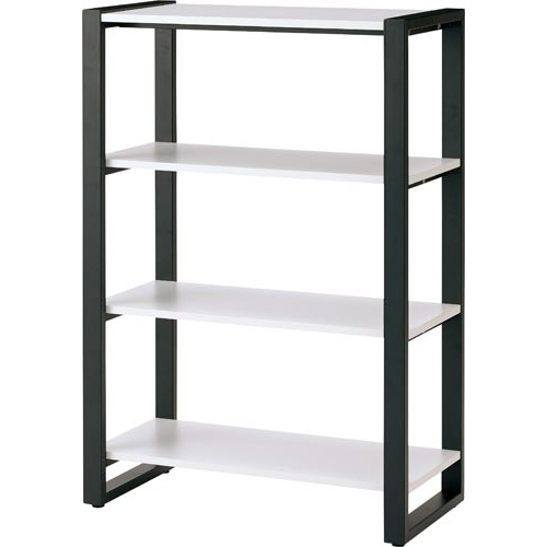 リスムシェルフ 3段 ホワイト×ブラック