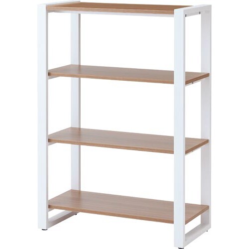 リスムシェルフ 3段 ウォルナット×ホワイト