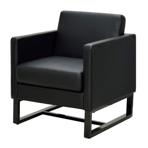 スクエアソファ レザー 1人掛け ブラック