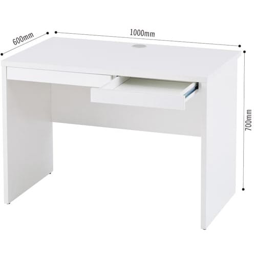 B木製デスク 幅1000引出付(2個) ホワイト