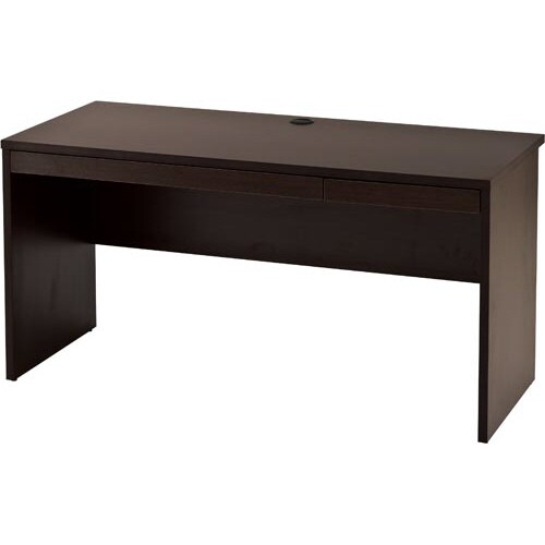 B木製デスク 幅1400引出付(2個)Dブラウン