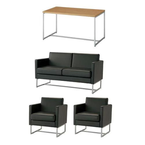 セット品 ループ脚応接ソファ ブラック 4点セット