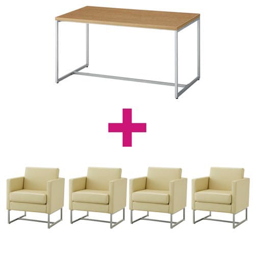 セット品ループ脚ソファIV1人4台&テーブル1台