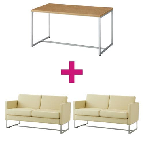 セット品ループ脚ソファIV2人2台&テーブル1台