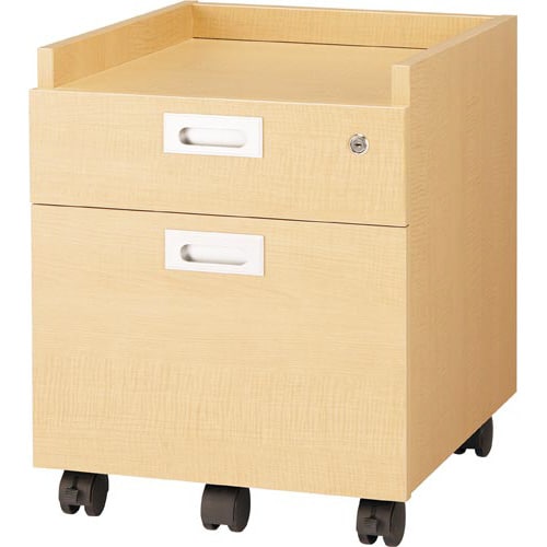 B木製デスク 2段ワゴン ナチュラル