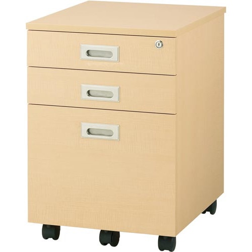 B木製デスク 3段ワゴンロー ナチュラル