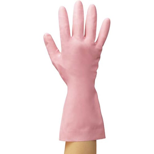 炊事手袋 天然ゴム 中厚手 M ピンク 10双入