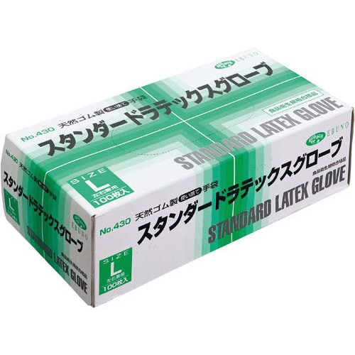 ラテックス手袋 No.430 粉付 L 100枚入