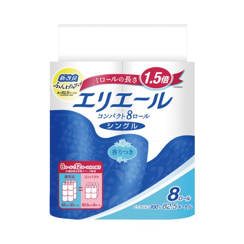 エリエールコンパクトシングル82.5m 8個入×8