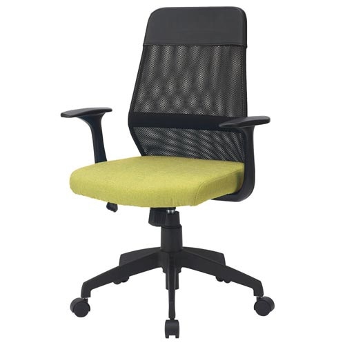 ミドルバックメッシュチェア 肘付 グリーン