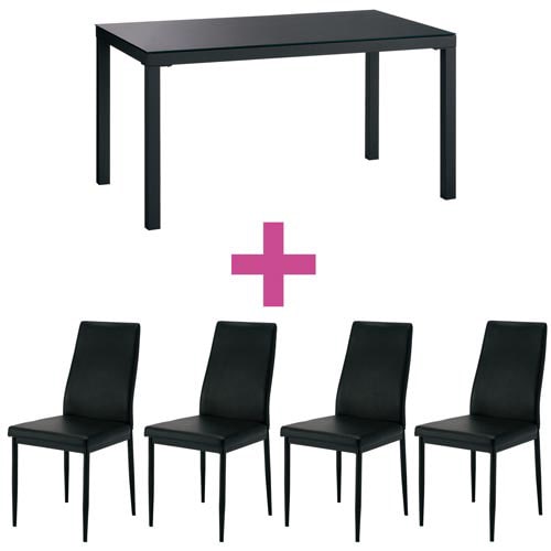 セット品アルガノテーブルBK+ルークチェアBK4脚