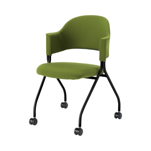 フランチェアクロスタイプ黒脚背座グリーン2脚セット