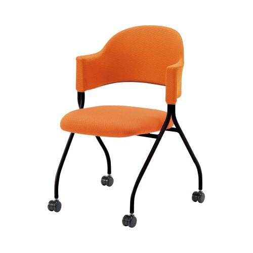 フランチェアクロスタイプ黒脚背座タンジェリン2脚