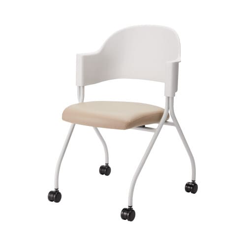 フランチェアレザータイプ白脚背カバー無 座薄茶2脚