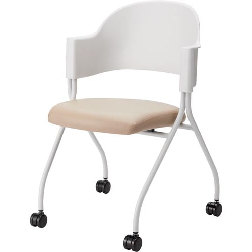 フランチェアレザータイプ白脚背カバー無座ベージュ