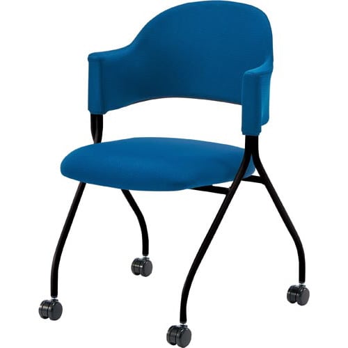 フランチェアクロスタイプ黒脚背座プルシアンブルー