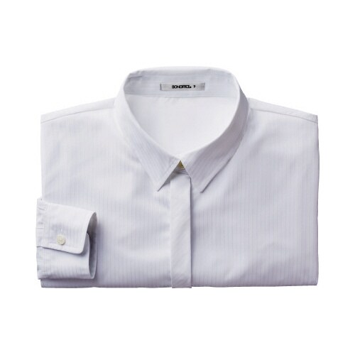 シャドーストライプ長袖ブラウスホワイト9号