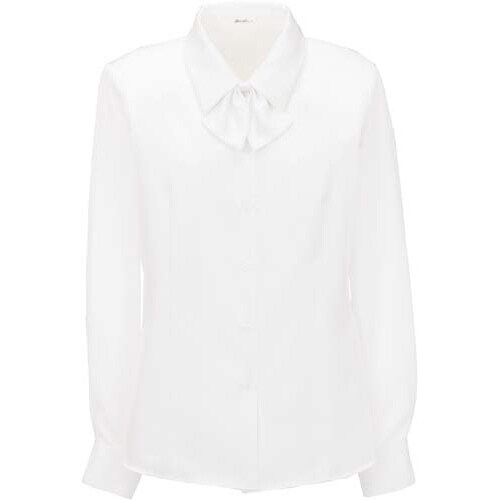 長袖ブラウス 共地リボン付 ホワイト 9号