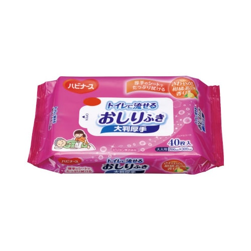 トイレに流せるおしりふき 大判厚手 40枚×24