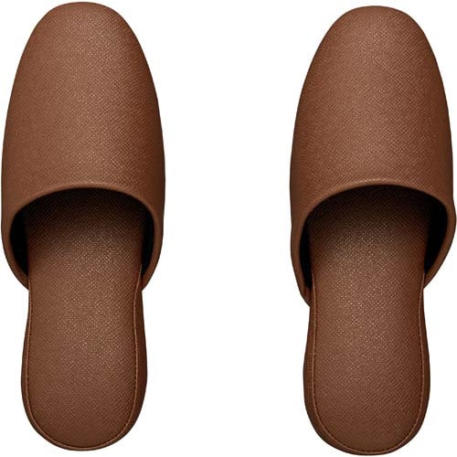 抗菌レザー調ビニールスリッパ ブラウンL 10足入