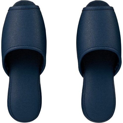 抗菌レザー調ビニールスリッパ前開きネイビーL40足